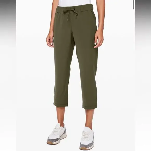 Lululemon On the Fly Crop Woven 23 Dark Olive Green Pants